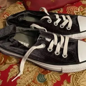 Converse Shoes Converse Black Crushed Soft Velvet With